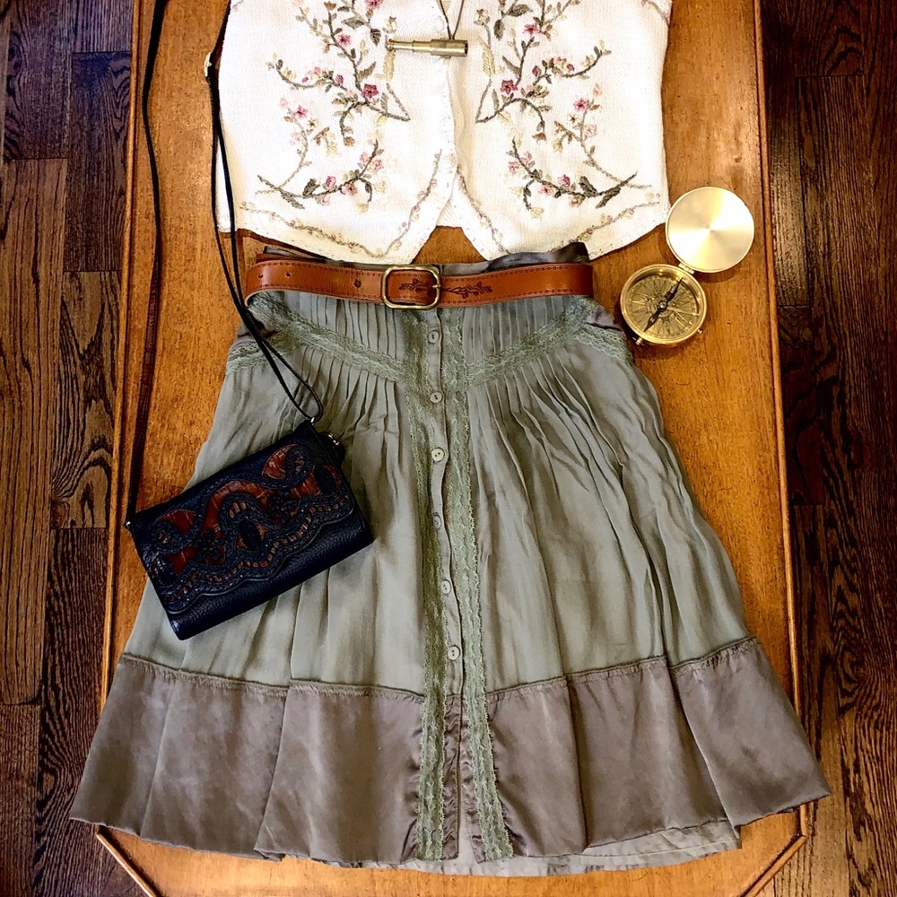 Vintage 1970s Olive Green Skirt